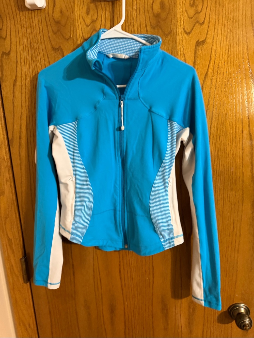 lululemon athletica Bright Turquoise Zip-Up Ski Jacket with White Panels
